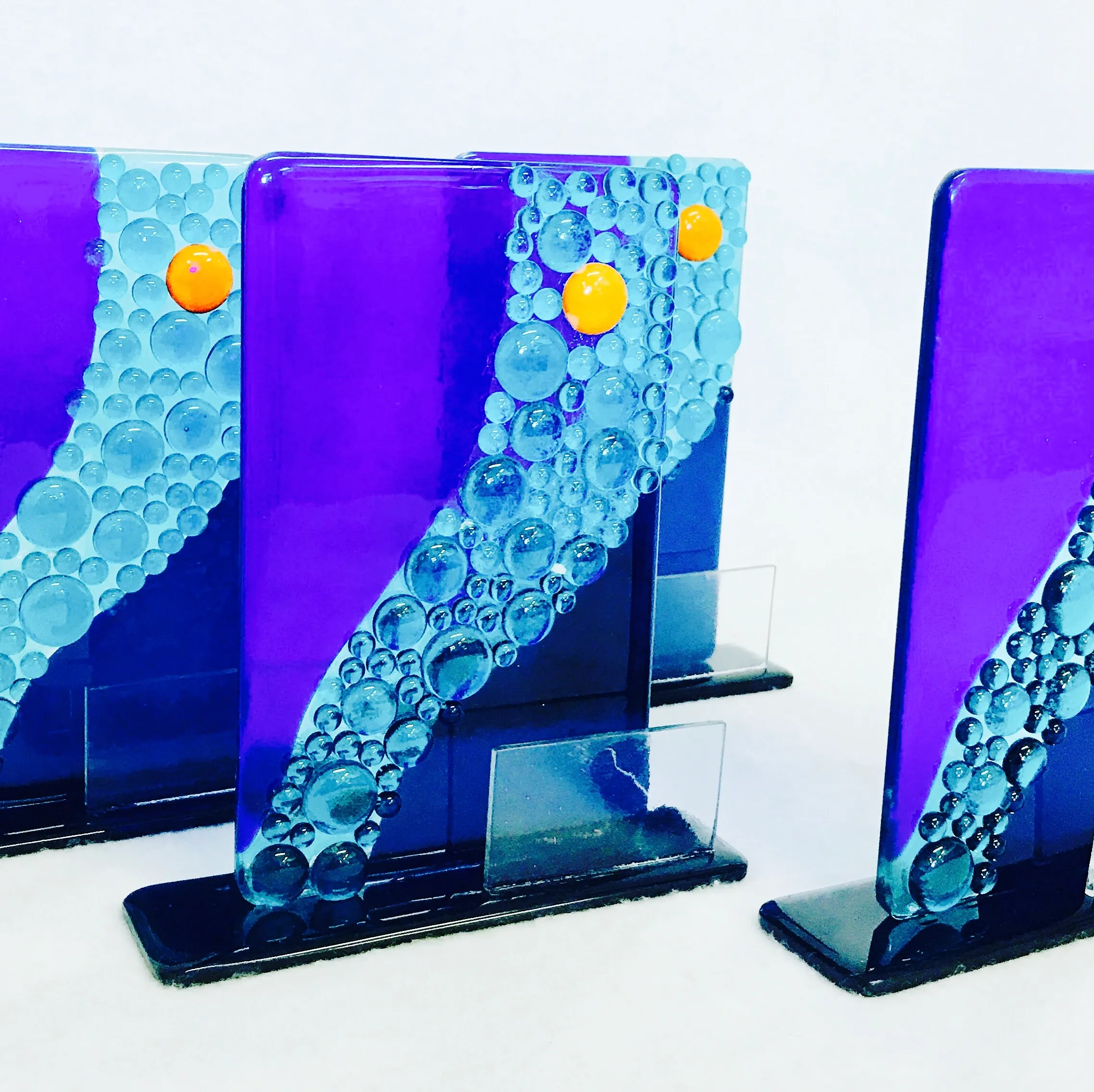 Handcrafted glass award trophy