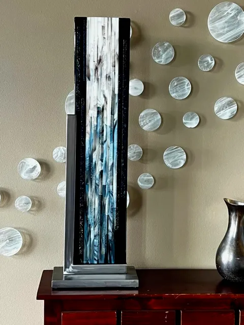 Abstract glass sculpture with organic curves