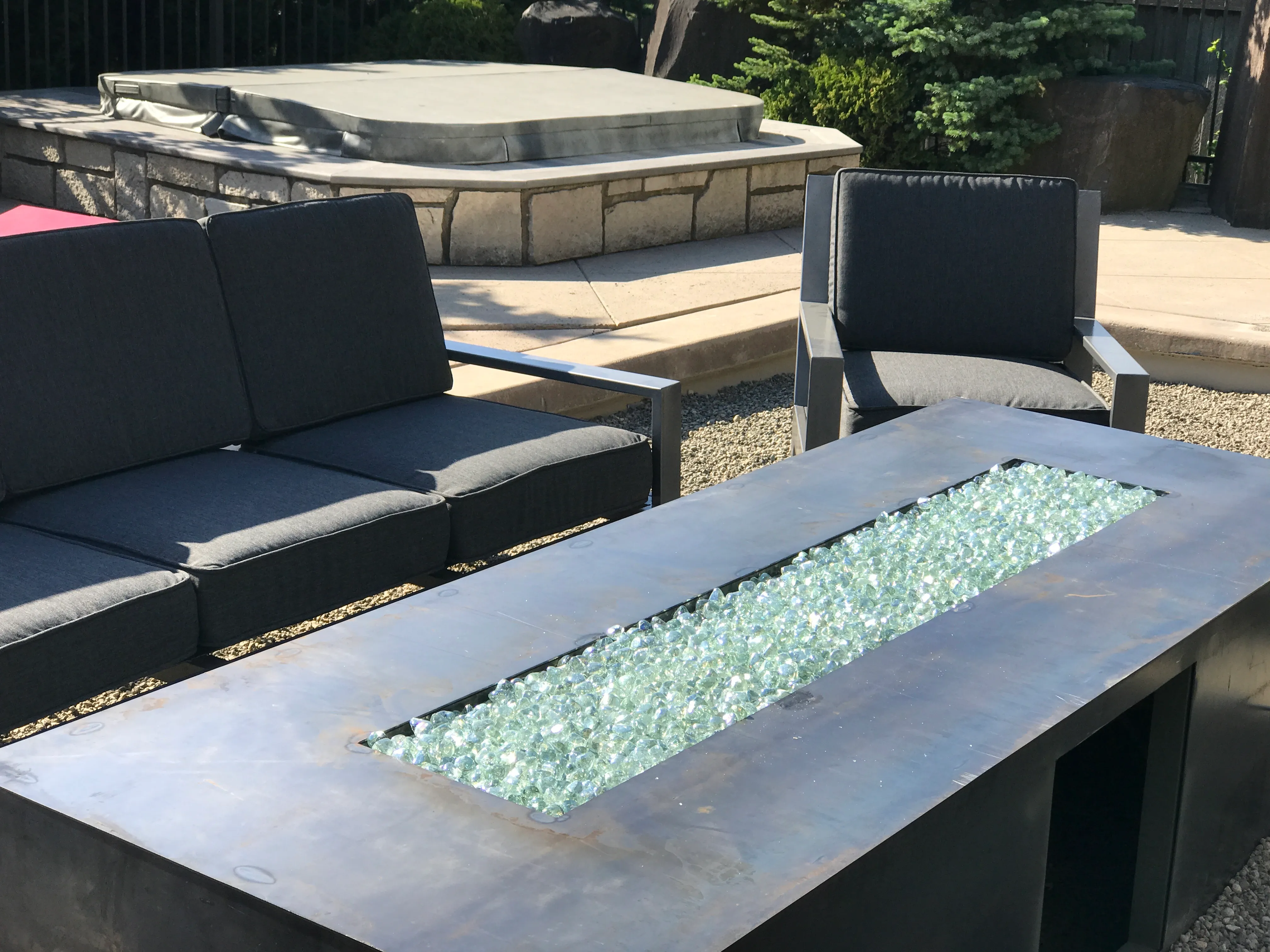 Metal furniture with industrial welded design