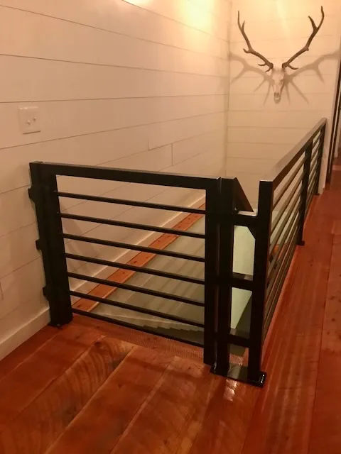 Custom metal railing with decorative scrollwork