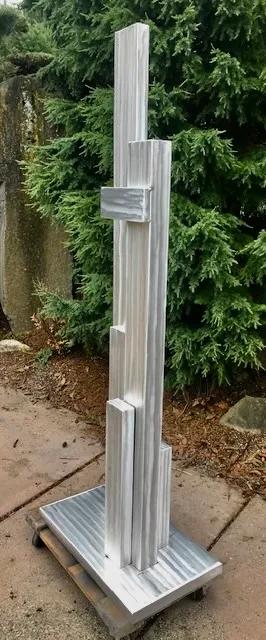 Metal art sculpture with abstract form