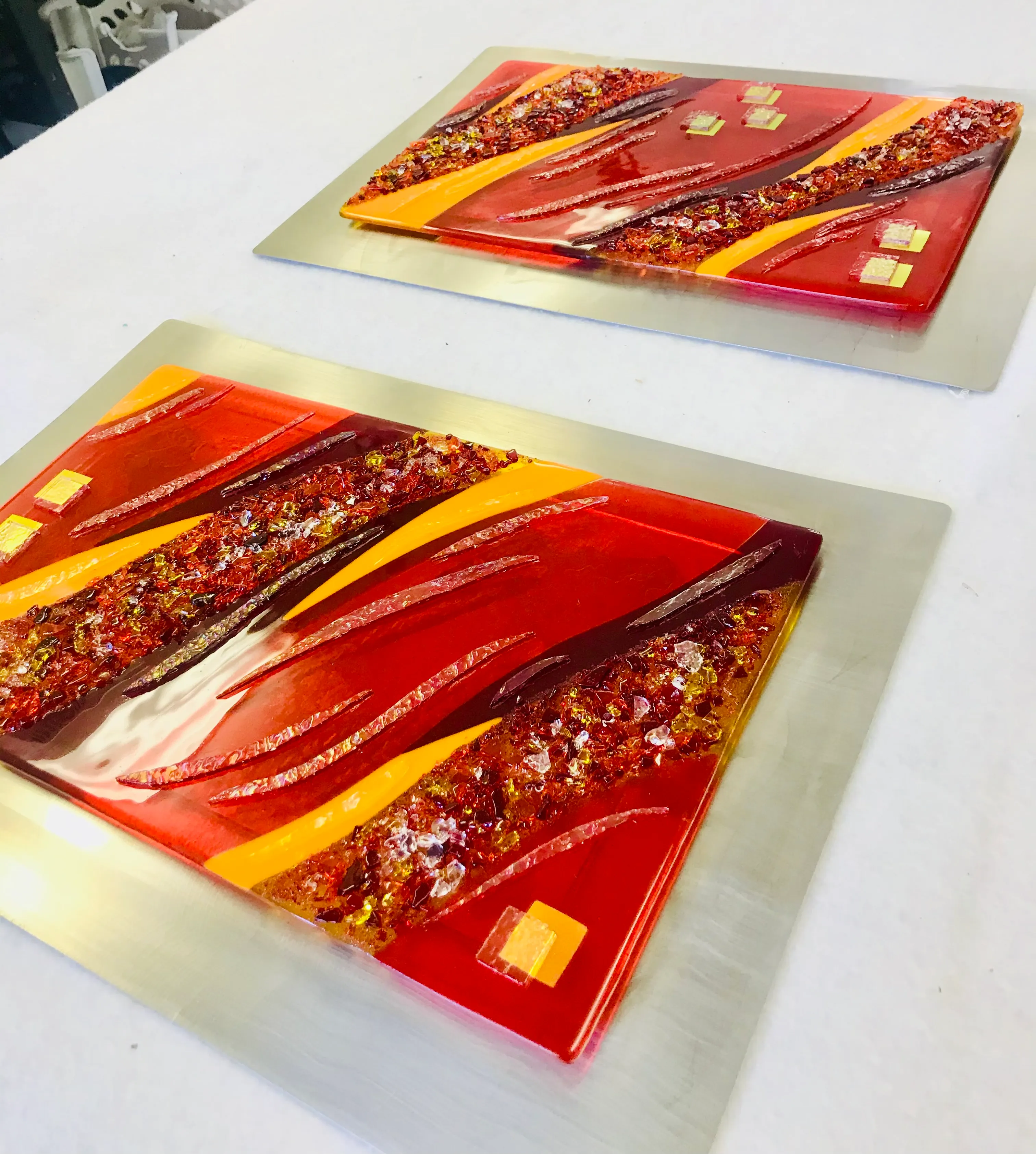 Elegant glass sculpture with translucent layers