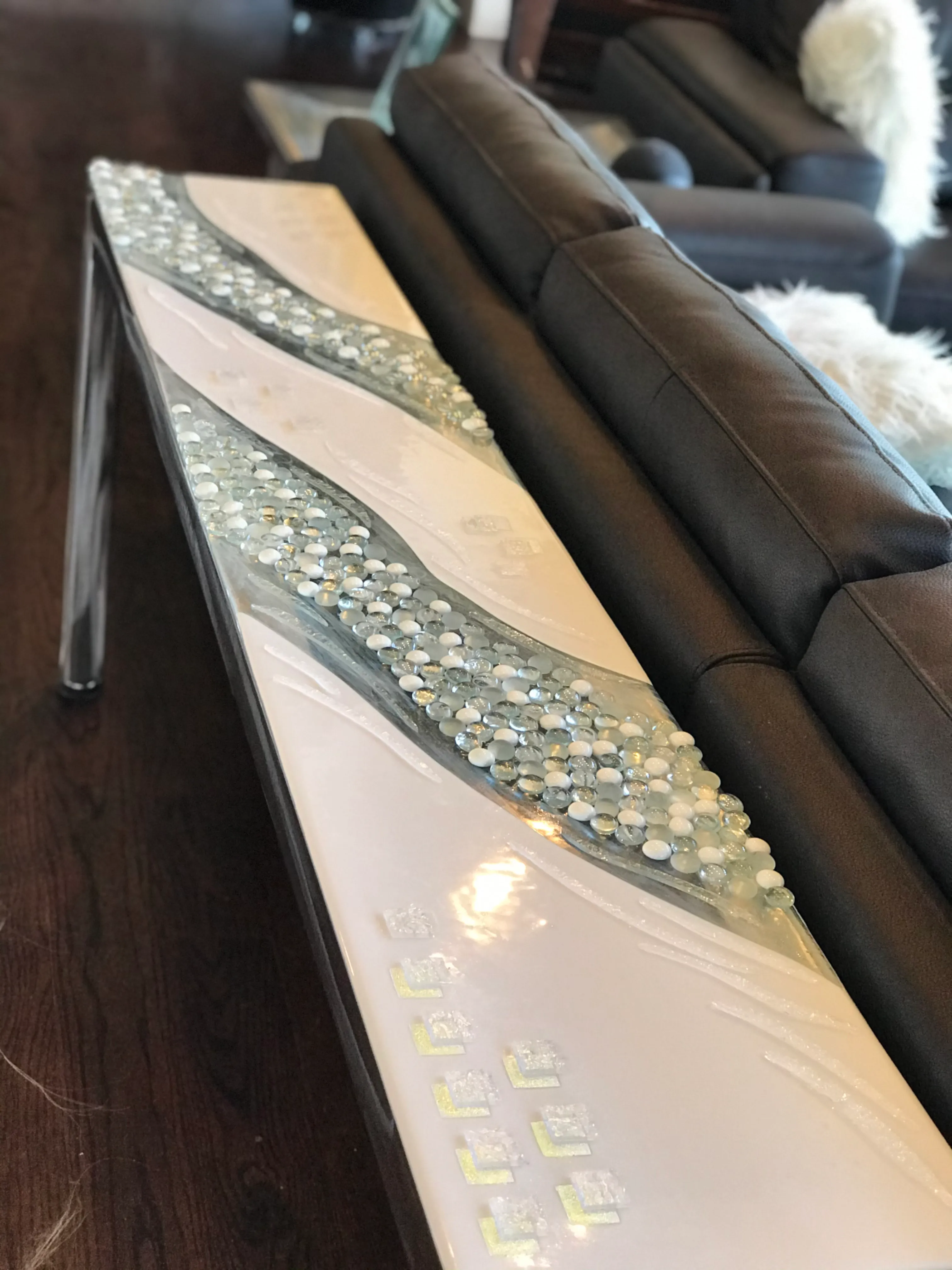 Glass table with organic flowing design