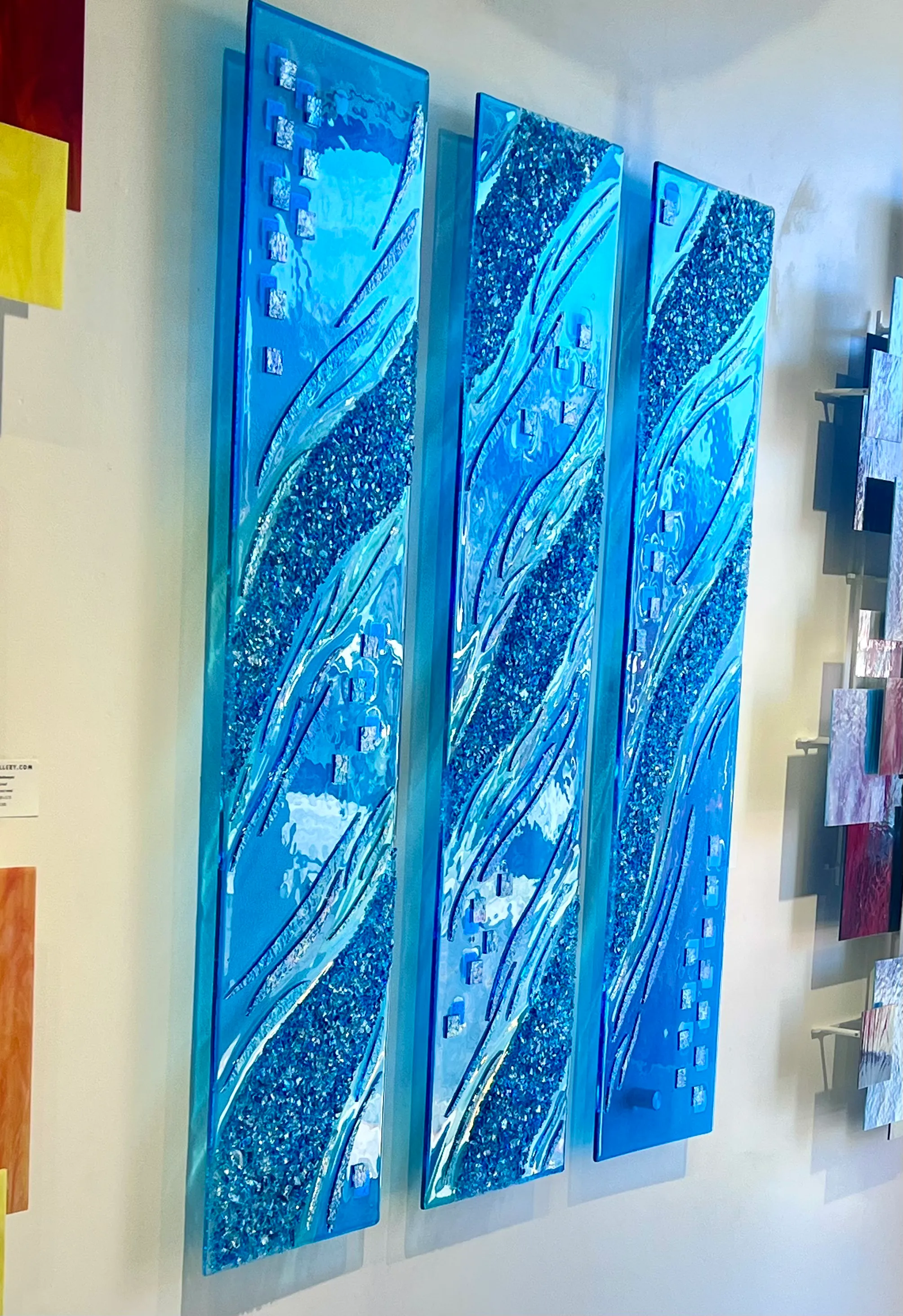 Glass art sculpture with flowing organic shape